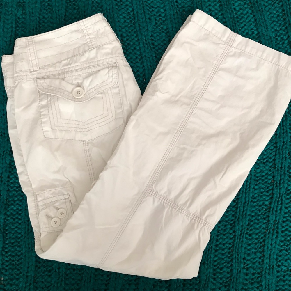 Y2k Aeropostale White Low Rise Cargo Capri Pants Gem